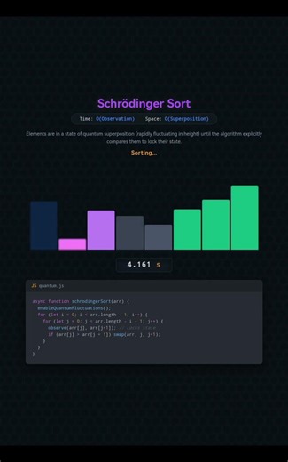 this algorithm needs quantum superposition to be work - Sorting Visualizer
