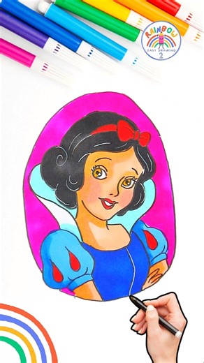 Draw Cute Disney Princess | Draw Snow White Wow Drawing 🌈👸🏻 #disney #drawing #shorts #forkids