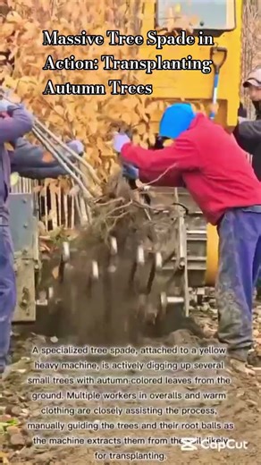 Massive Tree Spade in Action: Transplanting Autumn Trees