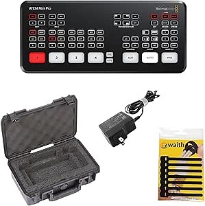 Blackmagic Design ATEM Mini Pro 4-Channel HDMI Live Stream Switcher with SKB iSeries Hard Case and 3.5" Mini Cable Wraps (Bundle Set)