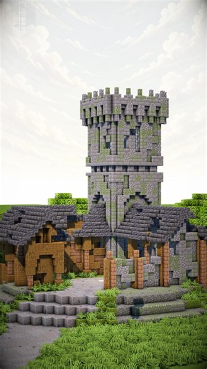 Minecraft Ruined Castle Tower Build | Overgrown Stable Ruins