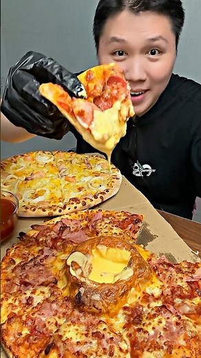 ASMR GIANT VOLCANO PIZZA 🍕🔥 Super Cheesy Mukbang with Crunchy Sounds #asmr #pizza #mukbang #food