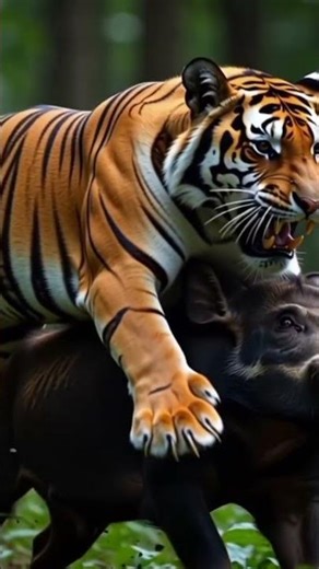 Tiger vs wild boar #tiger #boar