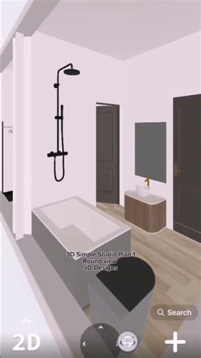 3D Simple Studio Plan 1, Round view by JD-Designs