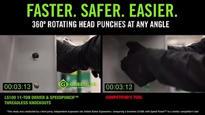 Greenlee’s LS100 11-ton battery-powered punch driver and SPEED PUNCH® threadless knockouts combine to deliver the fastest, safest, and easiest knockout solution. | Greenlee Tools | Facebook