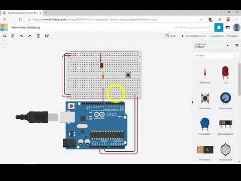 LED-Ampel Wenn-Dann-Schaltung Aufbau mit Tinkercad