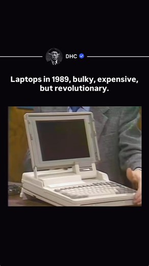 DHC | History, Entertainment & News on Instagram: "A glimpse at portable computing in 1989, when laptops were cutting-edge despite costing the modern equivalent of $12,000–$25,000. Though limited by today’s standards, they marked a turning point in PC history, making computing possible beyond the office desk. These innovations of the late ‘80s set the stage for the laptop boom of the ‘90s and beyond. 👉 Join the community @dailyhistoryclips for iconic and famous footage that shaped our history! 