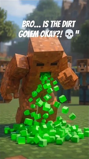 Minecraft Dirt Golem Vomit scene 😂💚 Villagers in Shock! #minecraft #funnyshorts #viral #short