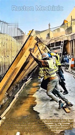 Step-by-Step Concrete Wall Formwork & Rebar Installation Inside a Construction Site: Erecting