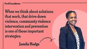 3.9K views · 92 reactions | Are you interested in Community-based Violence Intervention? Our own Sarita Gupta interviewed Jamila Hodge of Equal Justice USA for our #OnWhatMatters series. Jamila outlines the importance of community-based responses to violence that take a trauma-informed approach and meet people where they are. Watch the full conversation: https://fordf.org/JamilaHodge Learn more about EJUSA at: https://ejusa.org/ | Ford Foundation | Facebook