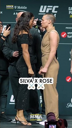 Natália Silva and Rose Namajunas FACE OFF at the #UFC324 press conference in Las Vegas
