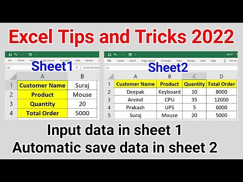Input data in sheet 1 automatic save data in sheet 2 | Excel tips and tricks 2022