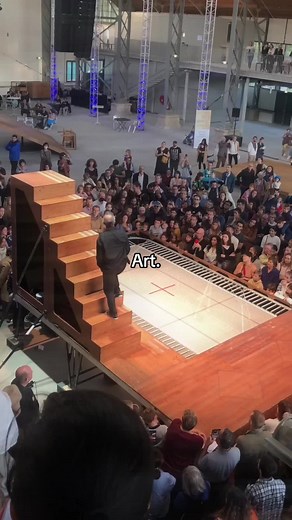 Yoann Bourgeois captivates audience with live art performance. It represents life, and how we must continue to stand up despite all of the roadblocks and difficulties. In the end, we can make it, as long as we keep at it. This performance shows resounding resilience and fight which we should all have. Yoann is an amazing artists who perfectly showed us how we should live our lives. Stairs represent issues but Yoann continues to climb, even though he falls many times. In the end he reaches the to