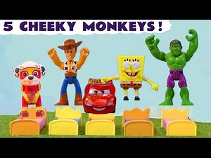5 Little Monkeys Nursery Rhyme Story With Funny Funlings - Videos For Kids
