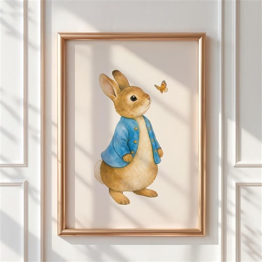Peter Rabbit Inspired Nursery Wall Art Printable, Vintage Nursery Decor, Rabbit Wall Art for Baby Room, Woodland Nursery Art - Etsy