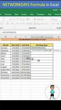 NETWORKDAYS Formula in Excel #excel #exceltips #exceltutorial #msexcel #shorts #youtubeshorts #short