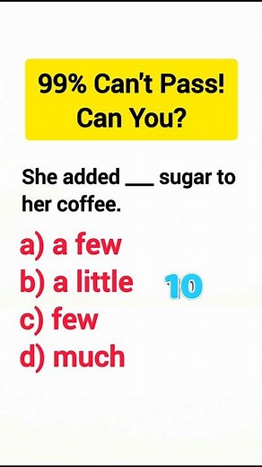 Quantifiers in English Test: much, few, many, a lot of, little | Grammar Quiz #shorts #english