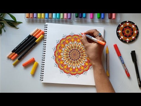How to colour a Mandala |Mandala colouring step by step 🎨| learn to colour Mandala, Relaxing mandala