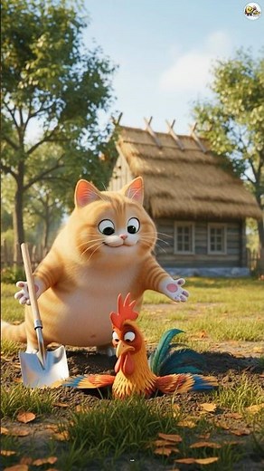 Orange Cat Plants a Rooster | Ai Cartoon #cat #shorts