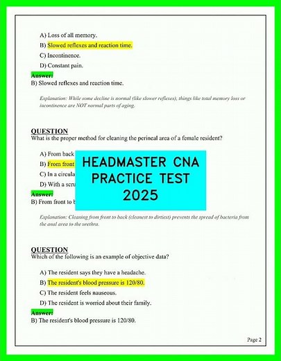HEADMASTER CNA PRACTICE TEST 2025 | 40 QUESTIONS & ANSWERS (NEW UPDATED EXAM) PASS GUARANTEED