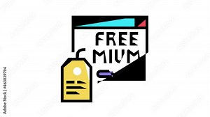 freemium online service subscription animated color icon. freemium online service subscription sign. isolated on white background