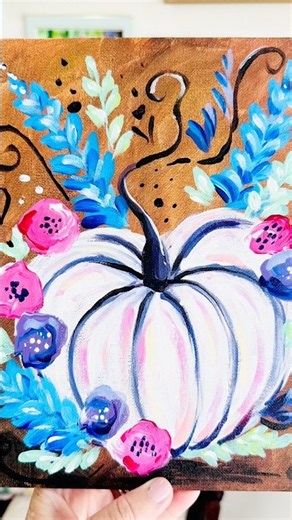 Festive Autumn Pumpkin Acrylic Painting Tutorial #painting #arttutorial
