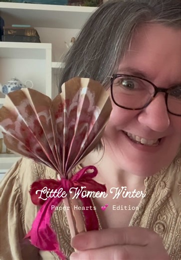 So can we turn #LittleWomenChristmas into Little Women Winter? Day 004 of #MyYearofMaking creating packing paper hearts for Valentines. #upcycledcreativity #thewonderhabit #creativecourage