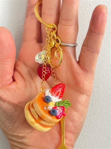 Mini Pancake Stack Bag Charm / Dessert Bag Accessory / Handmade Miniature Food Art / Statement Keychain Charm - Etsy UK
