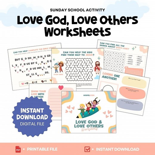 Love God & Others Worksheets | Sunday School L Activities (PDF) - Etsy