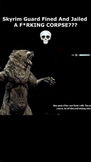 Skyrim Guard Fined And Jailed A F*RKING CORPSE??? 💀 #skyrim #elderscrolls #shorts #games #nintendo
