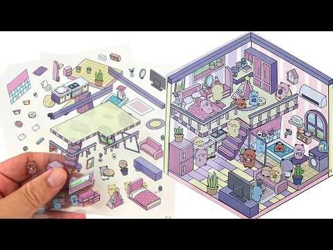 🎀 Paper DIY 🎀 DIY 3D Capybara Quiet Book | Cozy Loft House Sticker Book for Stress Relief 💚