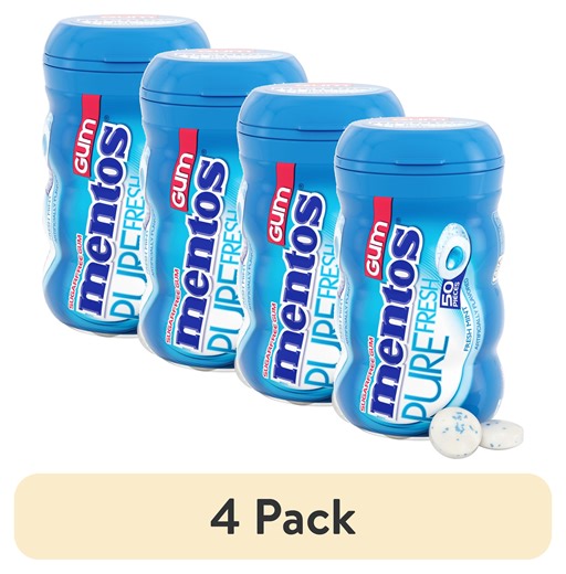 (4 pack) Mentos Pure Fresh Sugar-Free Fresh Mint Xylitol Chewing Gum, 50 Count Bottle