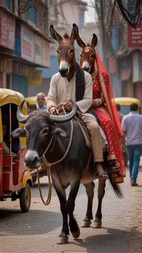 Dushyant Kushavah on Instagram: "This could be us. Donkey and his wife riding a buffalo. #donkey #donkeys #donkeysofinstagram #buffalo #lover #bride #groom #married #cycle #lovestory #lovelife #marriedlife #marriage #parents #elope #bollywood #viralreels #reelsinstagram #explorepage #funnyvideo #funnyreels #funnymemes #funny #funnyvideos #viral #viralvideos"