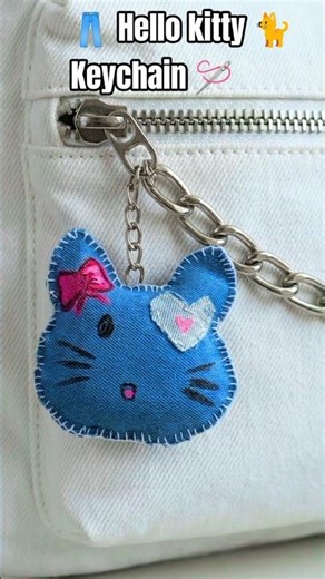 DIY Hello Kitty jeans 👖 Keychain 🪡✨🎀#viralvideo #toptrending #diykeychain