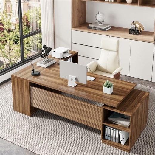 78 Inch L-Shaped Executive Desk with Drawer, Large Home Office Desk with File Cabinet