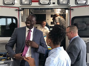 Lt. Gov. Gilchrist takes a ride in a gurney for closer look at EMT work