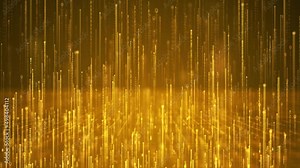 Golden digital particles rising is a spectacular motion, luxurious gold particles are constantly rise. Scientific digital particle code, big data binary particle video, elegant particle stripes rise. Stock Video