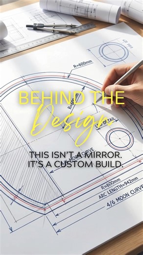 This bold half moon mirror decor piece transforms spaces with its sculptural curve. Designed as a statement half moon mirror bathroom feature and artistic semi circle mirror, it blends glow, geometry, and elegance seamlessly. Upgrade your space-DM us to build your custom moon mirror. #halfmoonmirror #interiordesign #bathroomdecor #custommirror | Mi-mirror