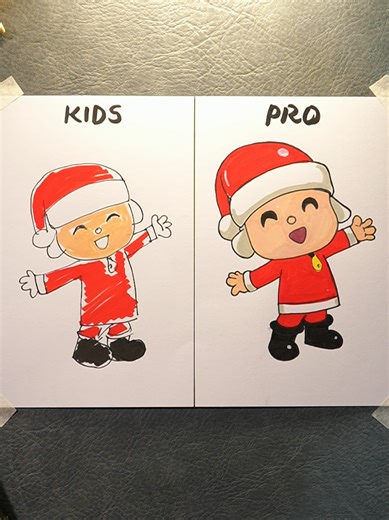 Drawing Pocoyo in a Christmas Suit: Kids vs. Pro