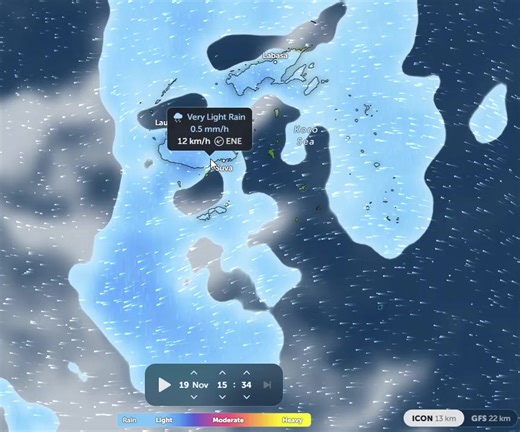 #FijiOneNews | Current Rain gauge as per satellite imaging from the Himawari satellite! (Date: 19/11/2025) (Source: Himawari Satelite | Zoom Earth) | Fiji One News