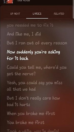 You broke me first - Tate McRae | lyrics | sad song | broken feeling | loneliness | heart break |