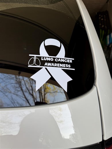 Vinyl lung cancer awareness decal