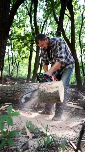 Tricks for cutting a fallen tree using a chainsaw accurately and easily #shorts