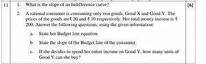 What is the slope of an Indifference curve?A rational consume... | Filo