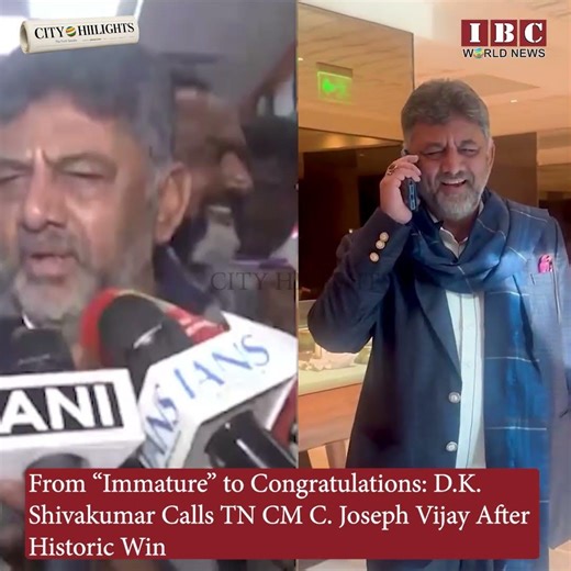From “Immature” to Congratulations: D.K. Shivakumar Calls TN CM C. Joseph Vijay After Historic Win
