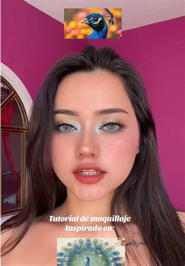 Tutorial inspirado en un pavo real 🦚 ultilizando las hermosas pestañas de @AMZGIRL LASH BEAUTY 💗💗 modelo 3040D #makeup #tutorial #amzgirl #pavoreal #maquillaje