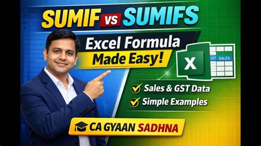 Excel SUMIF SUMIFS Formula Explained with Practical Examples | CA Gyaan Sadhna | Abhishek Agrawal