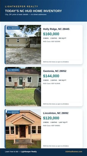 This weeks HUD homes. some large homes for sale in Laurinburg and Roanoke Rapids NC