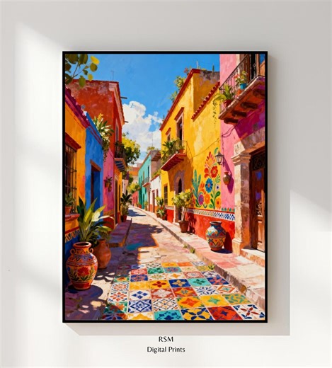 Colorful Street Wall Art Printable, Vibrant Urban Street Scene, Modern Home Decor, Digital Download - Etsy