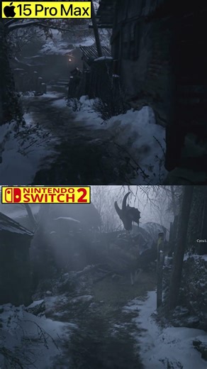 Resident Evil Village Nintendo Switch 2 vs iPhone 15 Pro Max Graphics Comprison